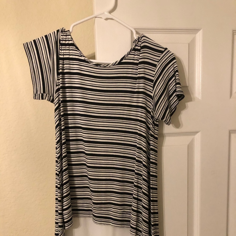 Stripped soft shirt. Flowy material in the back